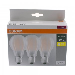 Pacote econômico de 3 lâmpadas LED OSRAM E27 A60 7W Fosco