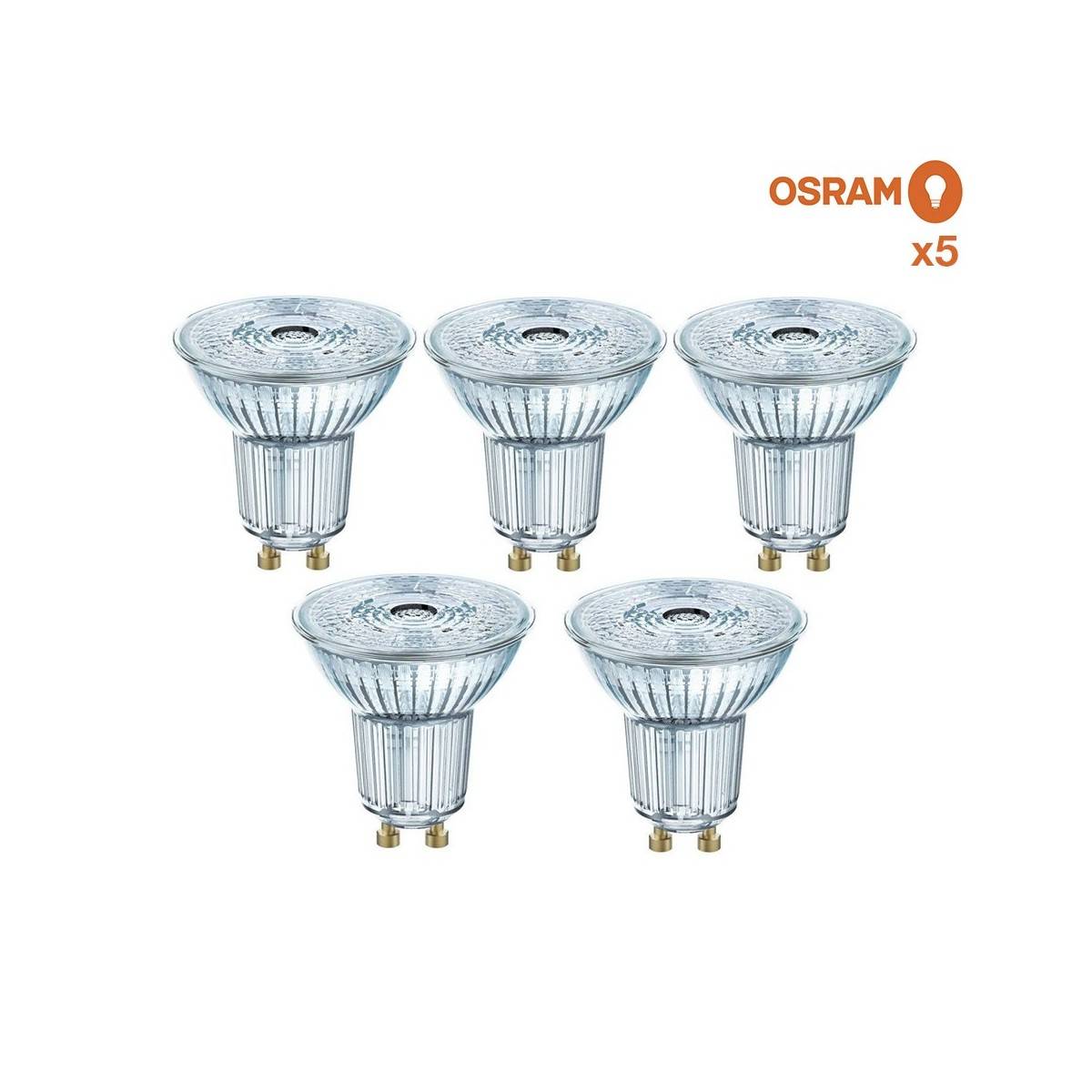 Pack poupança de 5 lâmpadas LED OSRAM GU10 4.3W 36°