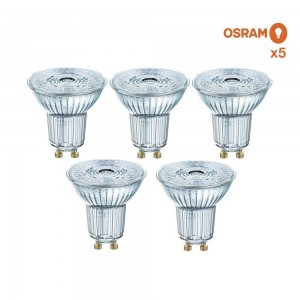 Pack poupança de 5 lâmpadas LED OSRAM GU10 4.3W 36°