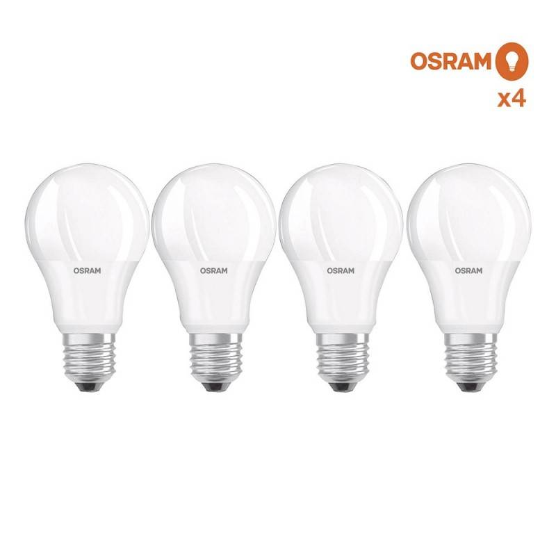 Pack poupança de 4 lâmpadas LED OSRAM E27 A60 8.5W Opal