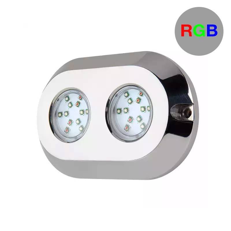 Lâmpada submersível LED RGB para embarcações 120W 12V IP68 inox 316L