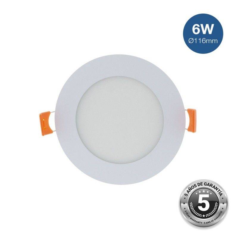 Placa downlight LED encastrável circular 6W - 5 anos de garantia