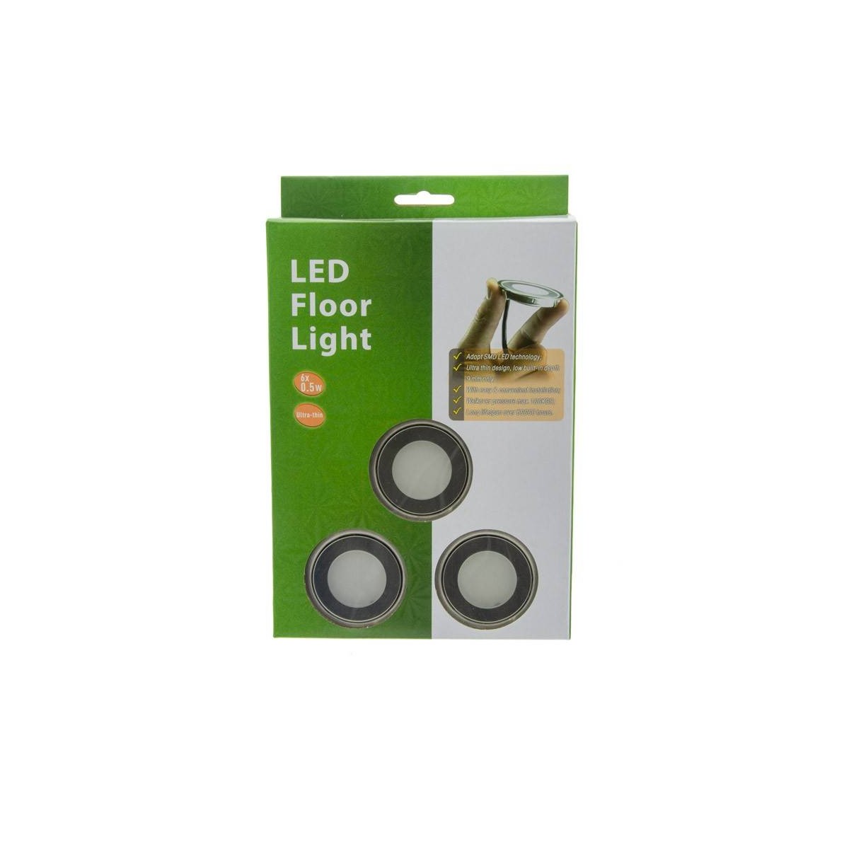 Kit de 6 luzes de piso encastráveis Ø58x9mm 0,5W 12V-DC IP67