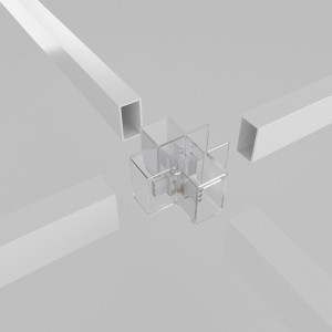 Conector em X para luminária linear - 2,2 cm