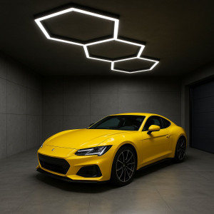 Lâmpada LED hexagonal - 6500K - 3 hexágonos - 440cm