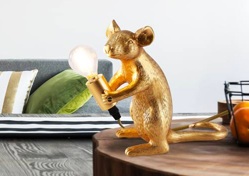 Candeeiro de mesa de resina com formato de rato